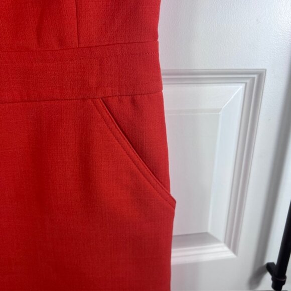 Tory Burch Red/Orange Zip Front Sleeveless Sheath Dress Wool Blend Size 4 - Picture 6 of 11